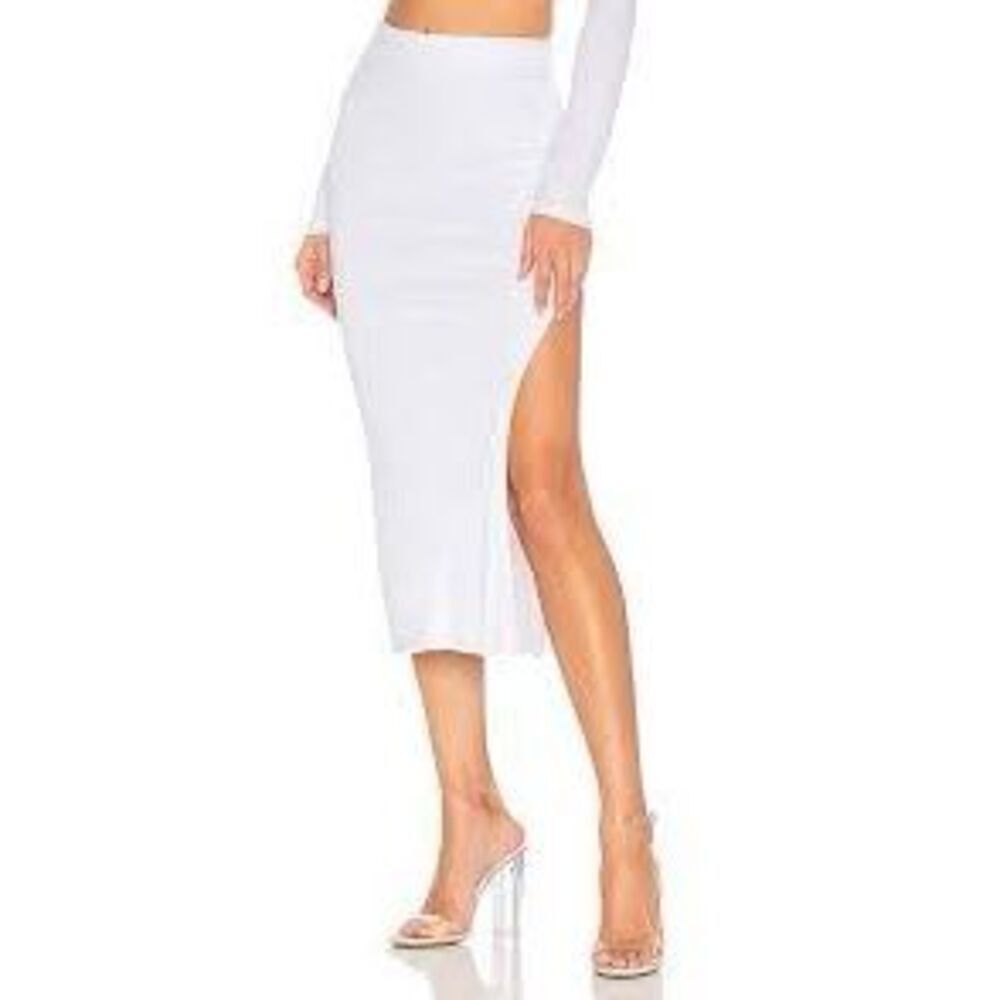 Cotton Citizen Size L Melbourne High Slit Midi Skirt White Bodycon Summer Beachy